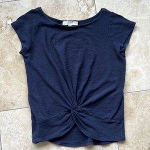 Deep navy blue twist-front top